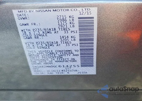 2016 Nissan Pathfinder S z USA, uszkodzony, nr VIN 5N1AR2MN0GC614255